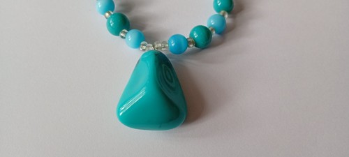 Turquoise pendant and bead - pendant,