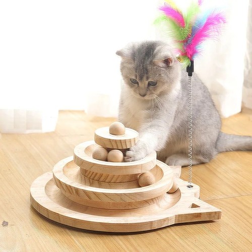 Wooden cat toy tower - cat, –