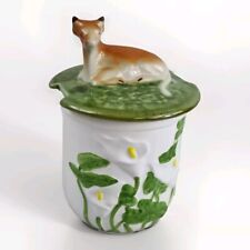 Vintage Ceramic Cow floral pot With Lid fanger nazare portugal jar canister 