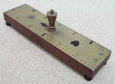 Antique Brass and Wood Cribbage Board with Feet and Card Suits