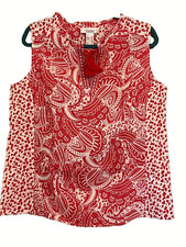 Linea Tesini Kaleidoscope Size 18 Red White Paisley Print Tassel Trim TOP