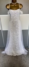 Elegant Evening Sequin Wedding Party Cruise Cocktail Prom Maxi Dress Sz 12/14