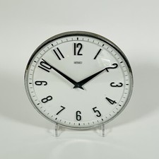 Vintage Mid Century White & Chrome Metamec 8” Wall Clock