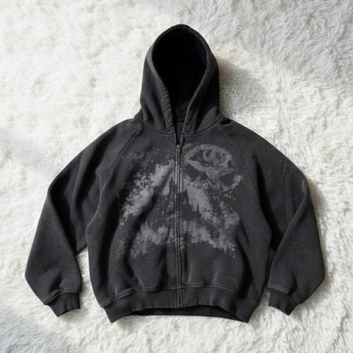 Men grey washed gothic zip - grey,
