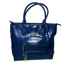 VERSACE JEANS Large Blue Bag with Gold Chain Zip Original Dustbag Good Condition