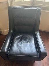 Made.com Scott Mid Century Modern Design Black Leather Armchair Excellent