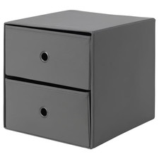 IKEA FLARRA Mini Chest 2 Drawers Storage Unit Dark Grey Fabric Box 33x38cm