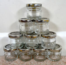 Set of 10 Glass Mini Jam Jars 4cm Wilkin Sons Tiptree Empty Matching Silver Lids
