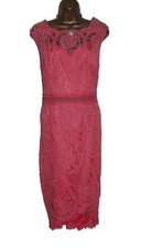 Lipsy VIP Embroidered Midi Dress 18 Coral Pink Lace Wedding Occasion Xmas Party