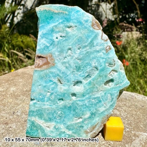 Blue aragonite slice mineral - aragonite,