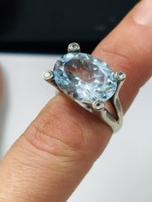 Silver ring UK size L with blue and white topazes used