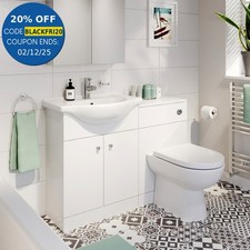 Modern Bathroom Toilet & Basin Sink Vanity Unit Furniture 1155mm Matte White