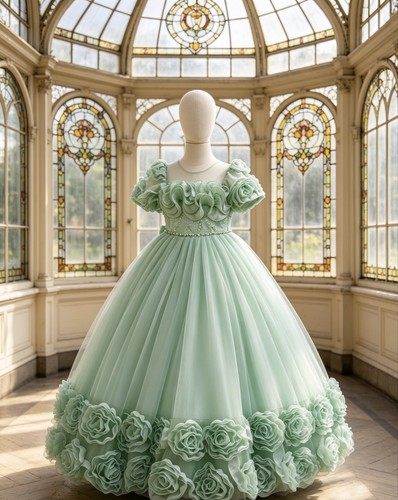 Girls mint green - mint, flower