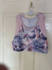 Unicorn 3 Piece Leggings/Crop Top/t Shirt Set Age 13/14