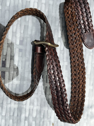 Men brown braided - brown, leather