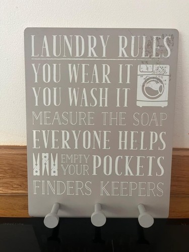 Bnwot laundry grey wall sign - grey,