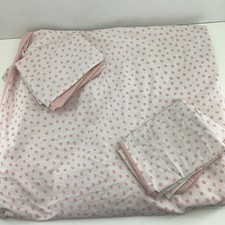 PRIMARK Super King Duvet Cover Set Polka Dot & Plain Pink Reversible