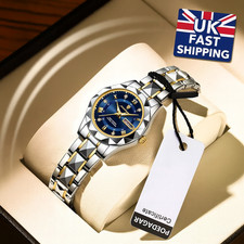 Womens Waterproof Quartz Watches Stainless Steel Date Luminous Gift | UK Seller