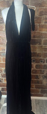 ZARA BLACK VELVET HALTER NECK  BACKLESS JUMPSUIT XS NWT