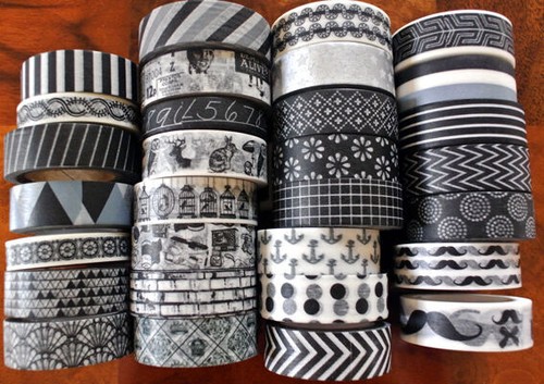 Washi tape black white m - washi,