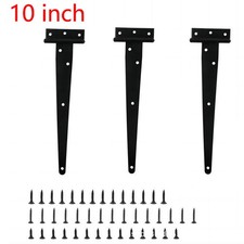 3x Black Tee Hinges Heavy Duty 8/10/12 Inch Easy Install for Wooden Doors Fences