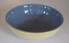 DENBY Stoneware Tan/ Yellow Blue Glaze Interior 9" Juice Serving Bowl England