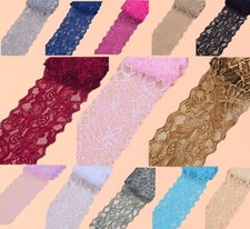 1 Yard Wide Bright Coloured  80mm Elastic Scallop Polyester Floral Lace Trim 