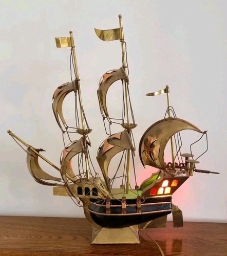 Vintage large brass - brass, wood
