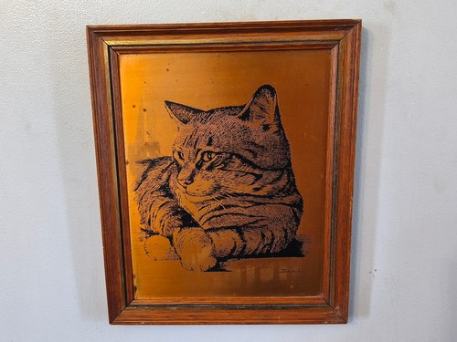 Vintage framed copper - vintage, etching