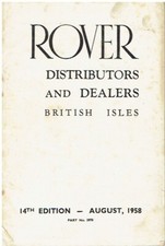 ROVER P4 60 75 90 105R/S P5 Mk1 SALOON ORIG. 1958 DISTRIBUTORS & DEALERS BOOKLET