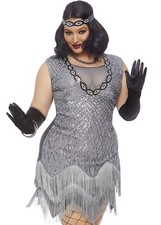 Womens Flapper Girl Plus Size Leg Avenue 1920s Roaring Roxy Fancy Dress Costume