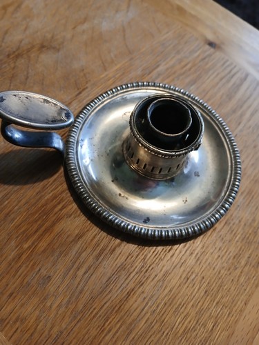 Vintage pewter chamberstick - pewter,