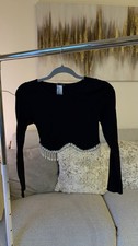 Zara Black Beaded Fringe Knit