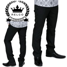 Relco Men's Black Pinstripe