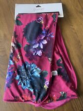 Baker By Ted Baker Cerise Pink floral Pattern scarf shawl With Velour Inner