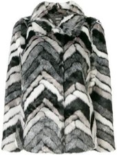 DKNY Faux Fur Chevron Coat