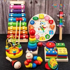 9 In 1 Wooden Toys Kids Rattle