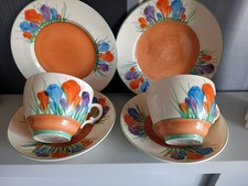 2 x Clarice Cliff Crocus Trios