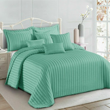 Quilted Bedspread Pom Pom Bed Throw Pillow Shams Single Double King Size Bedding
