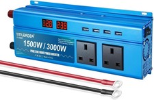 Yinleader Pure Sine Wave Power Inverter 1500W /3000W DC 12v to 240v to AC
