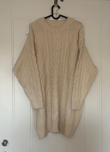 Cream cable knit - knit, dress