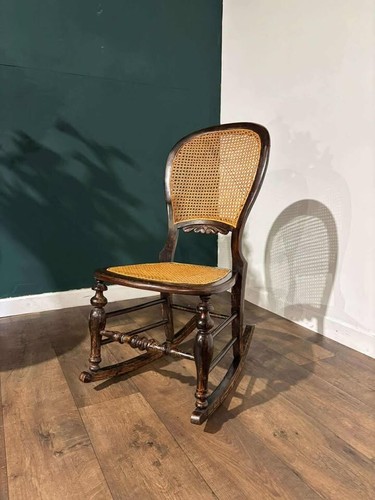 Edwardian rush seat rocking - edwardian,