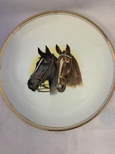 Liverpool Road Pottery Plate Horses Design Gold Plate Edging (24.8cm Diameter)