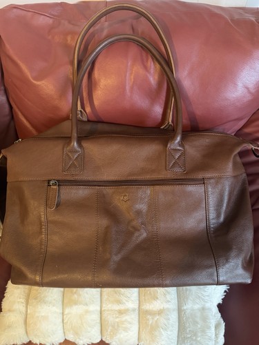 Big brown bag - brown, genuine