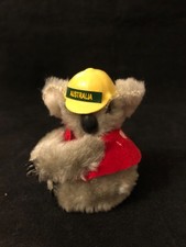 Vintage koala bear with yellow hard hat pen/pencil hugger toy