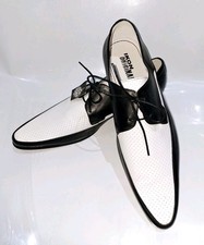 IKON Original The Jam Shoe Black and White Mod Leather Shoes Size 45 (UK 10.5)