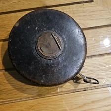 Vintage Chesterman Leather Covered 66ft 100 links 4 poles Surveyors Tape Measure