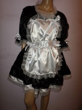ADULT BABY SISSY FRENCH MAID SATIN DRESS 52" PRETTY  FRILL HEM  APRON  