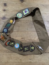 Vintage Girl Guides Badges Brownies Cloth & Metal Joblot On Sash/tie (CT