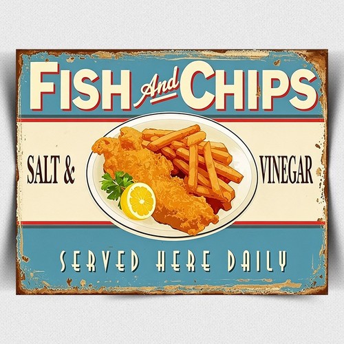 Metal wall sign fish - sign, chips